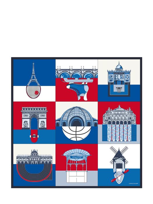 Longchamp Soie unie Foulard Rouge