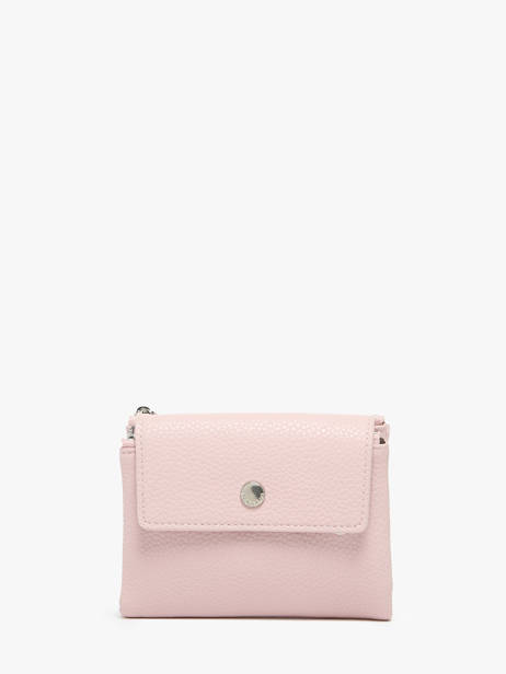 Coin Purse With Card Holder Miniprix Pink grained F5019