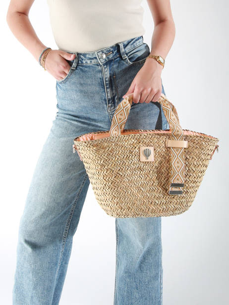 Cabas Estival Paille Le voyage en panier Orange estival PM848 vue secondaire 1