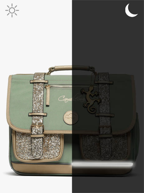 Cartable Enfant 2 Compartiments Cameleon Vert vintage fantasy CA35 vue secondaire 7