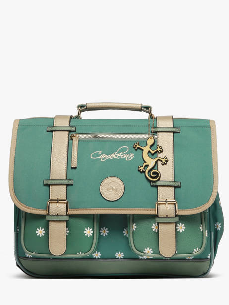 Cartable Enfant 2 Compartiments Cameleon Vert vintage fantasy CA38