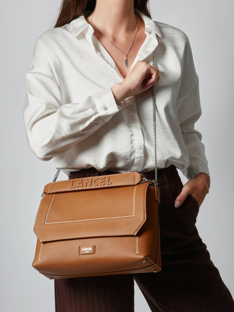 Large Leather Ninon Soft Shoulder Bag Lancel Brown ninon A13783 other view 1