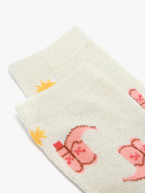 Chaussettes Pieces Beige socks women 17162495 vue secondaire 1