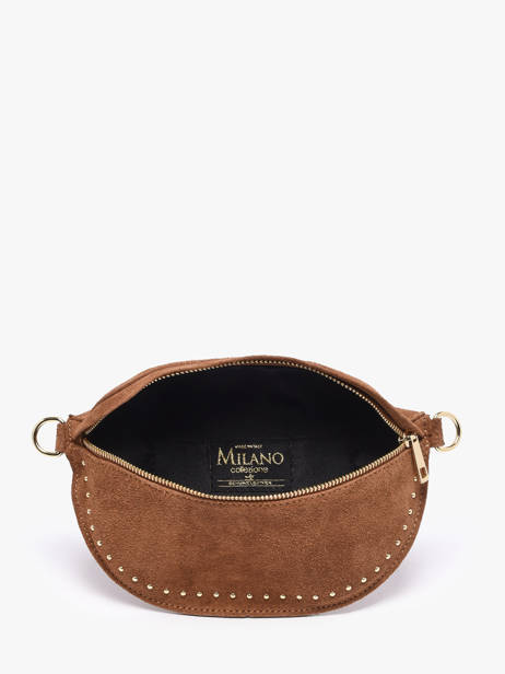 Sac Banane Cuir Milano Marron velvet VE25111 vue secondaire 3