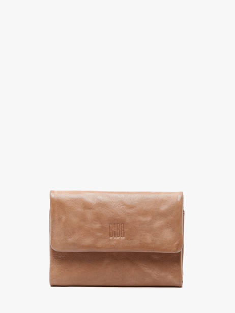Portefeuille Cuir Biba Beige wallet TOT1L