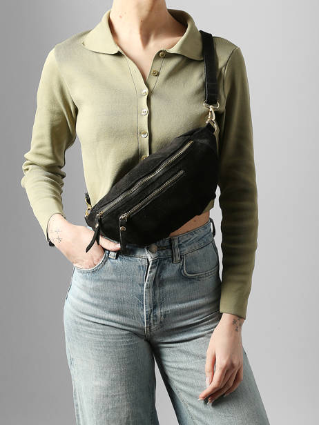 Sac Banane Milano Noir velvet VE24119O vue secondaire 1