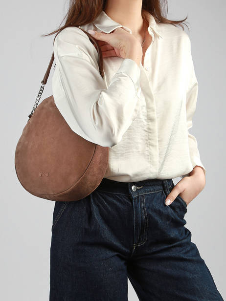 Sac Porté épaule Anna Cuir Daim Nathan baume Marron nathan 9S vue secondaire 1