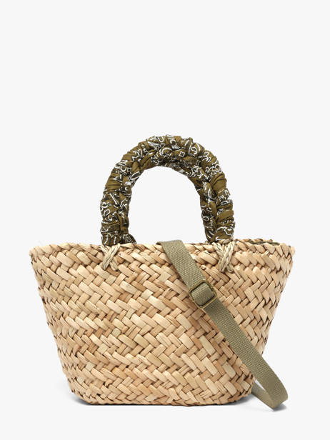 Sac Porté Main Bandana Paille Le voyage en panier Vert bandana PM968 vue secondaire 3