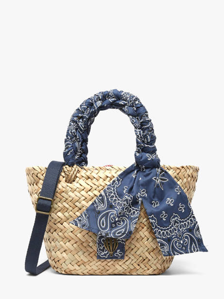 Sac Porté Main Bandana Paille Le voyage en panier Bleu bandana PM968