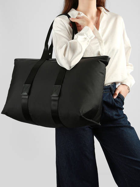 Sac Cabas Zippé L Mistral Rollable Nylon Et Cuir Lancel Noir mistral A13996 vue secondaire 1