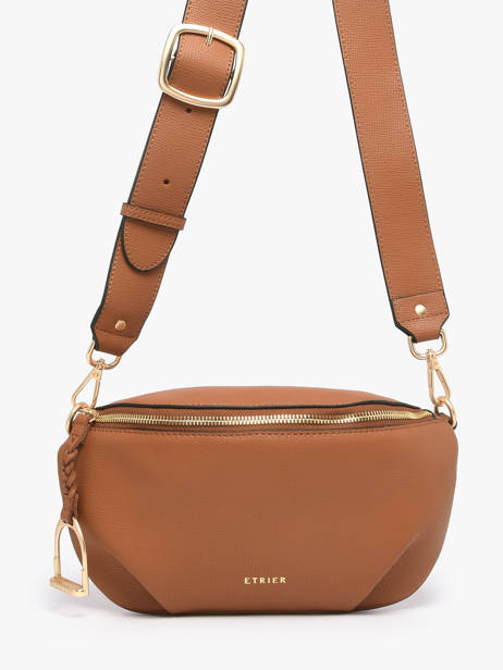 Sac Banane Torsade Cuir Etrier Marron torsade ETOS022M vue secondaire 1