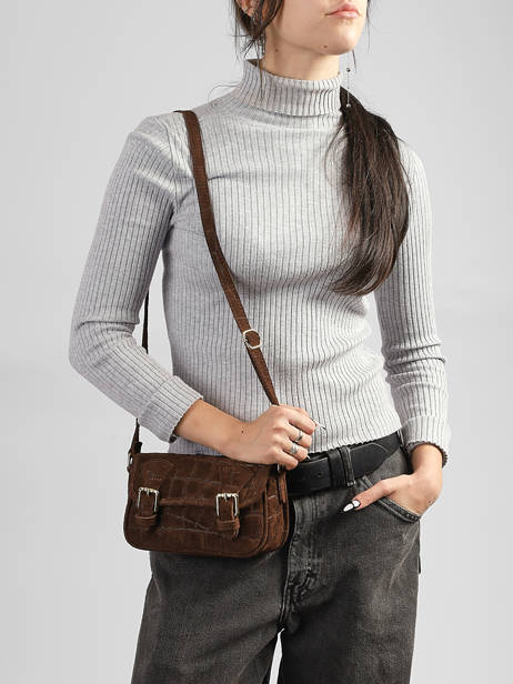 Sac Bandoulière Velvet Croco Cuir Milano Marron velvet croco CV26062 vue secondaire 1