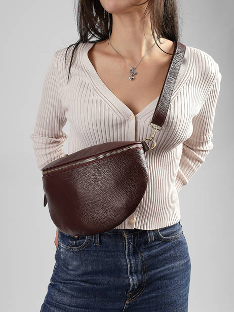 Sac Banane Cuir Milano Rouge caviar CA21123O vue secondaire 1