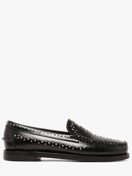 Mocassins Dan Studs En Cuir Cousu Main Sebago Noir women 78118KW