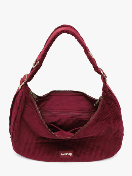 Sac Porté épaule Bianca Velours Côtelé Hindbag Rouge velours V vue secondaire 3