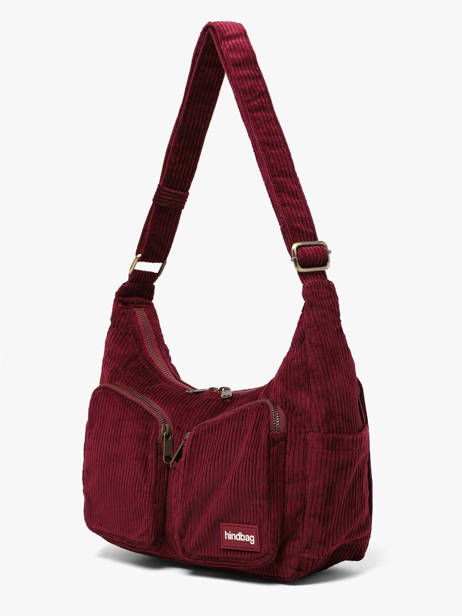 Sac Bandoulière Velours Velours Côtelé Hindbag Rouge velours V vue secondaire 2