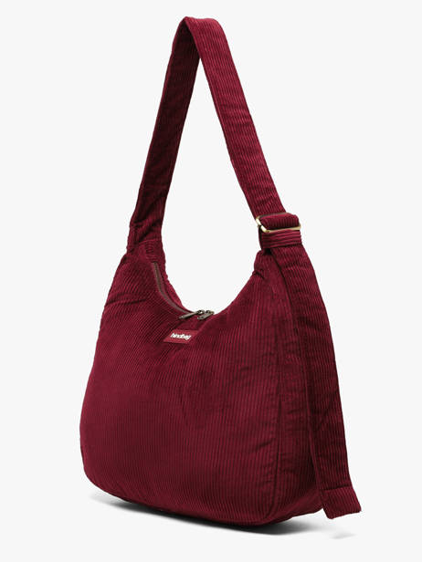 Sac Porté épaule Velours Velours Côtelé Hindbag Rouge velours V vue secondaire 2