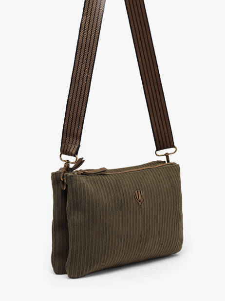 Sac Bandoulière Velours Le voyage en panier Vert velours AHP309 vue secondaire 2
