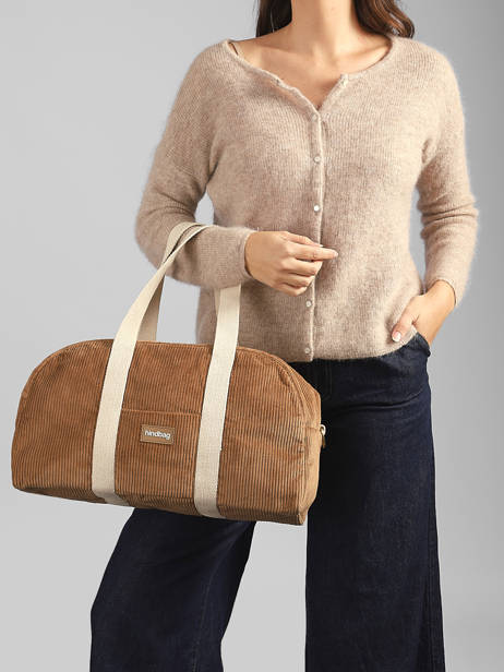 Sac Porté épaule Charlie Velours Côtelé Hindbag Marron velours V vue secondaire 1