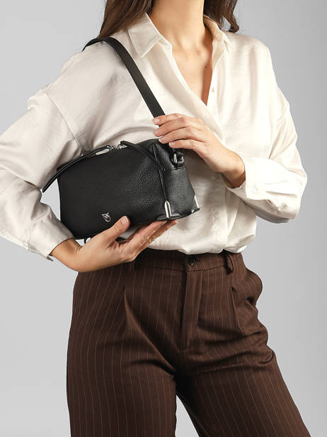 Sac Bandoulière Bauletto Cuir Pinko Noir love bag soft 6761A3CX vue secondaire 1