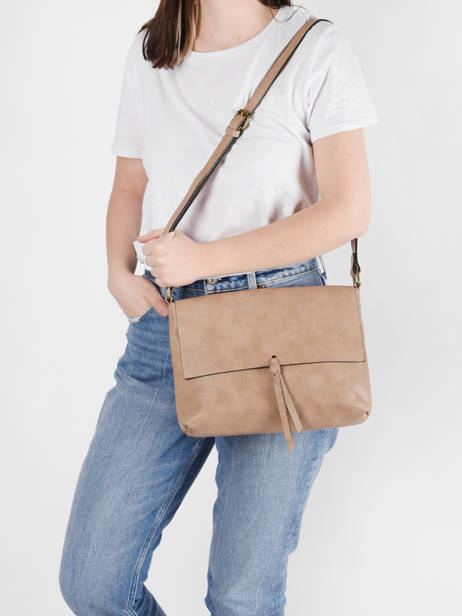 Sac Bandoulière Grained Flora & co Gris grained F8045 vue secondaire 1