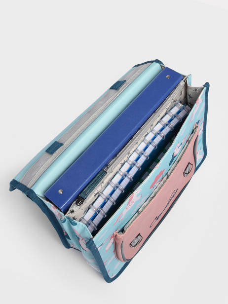 Cartable Enfant 2 Compartiments Cameleon Bleu retro CA35 vue secondaire 5